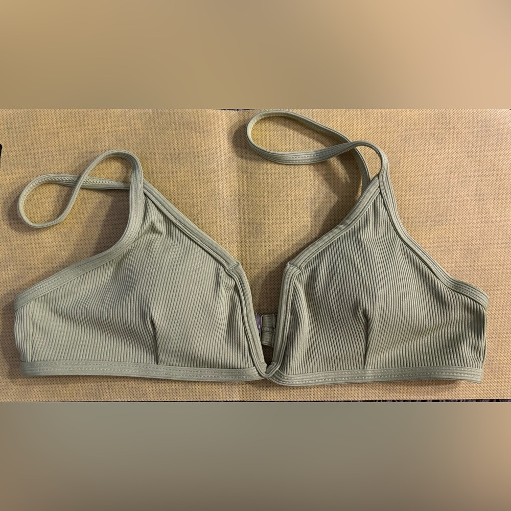 New Zaful olive green V Wire Bikini Top